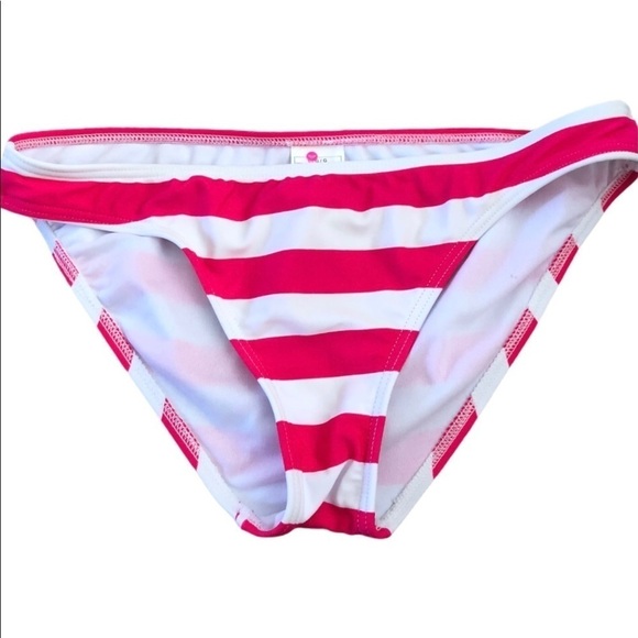 Roxy Swim Hot Pink White Bikini Bottom Sz. L Summer Beach Boating Sailing - Picture 1 of 4
